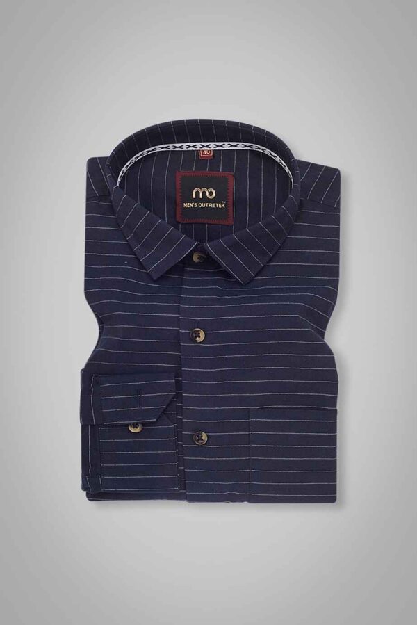 SEMI FORMAL PURE COTTON NAVY BLUE LINING - Image 2