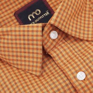 FORMAL GINGUM CHECK PURE COTTON MUSTERD