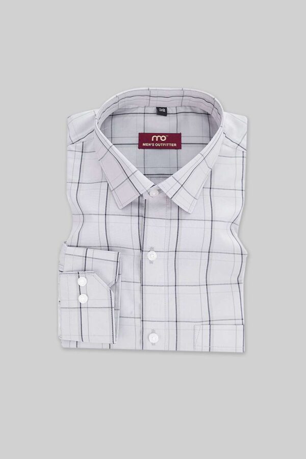 SEMI FORMAL GRAY CHECK 100% COTTON - Image 3