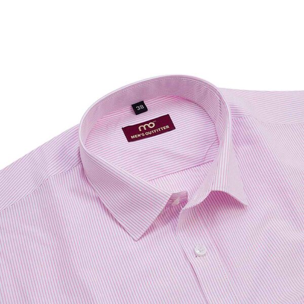 Arvind corporate white and pink stripe pure 100% cotton shirt