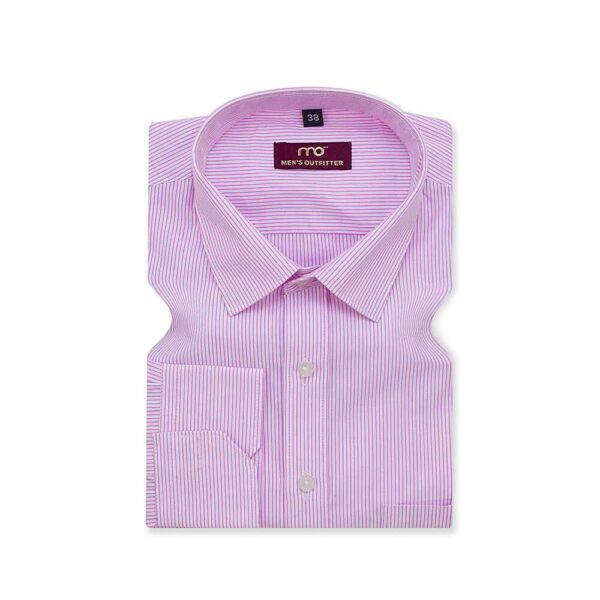 Arvind corporate white and pink stripe pure 100% cotton shirt - Image 2