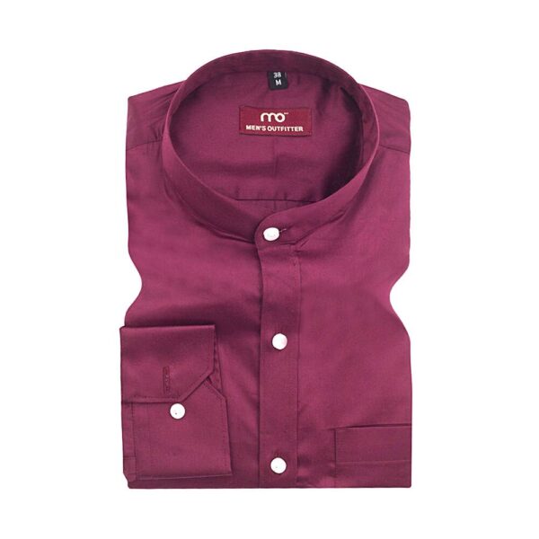 Arvind mills marble Maroon Mandarian coller 100% pure cotton shirt - Image 2