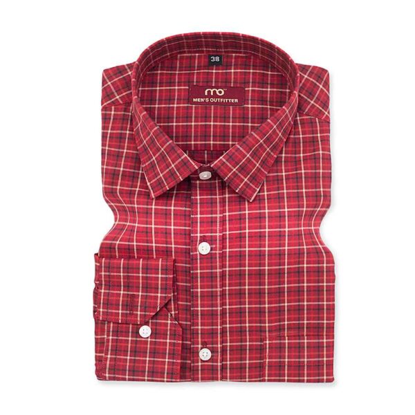 Arvind mills maroon sparita 100% pure cotton check shirt - Image 2