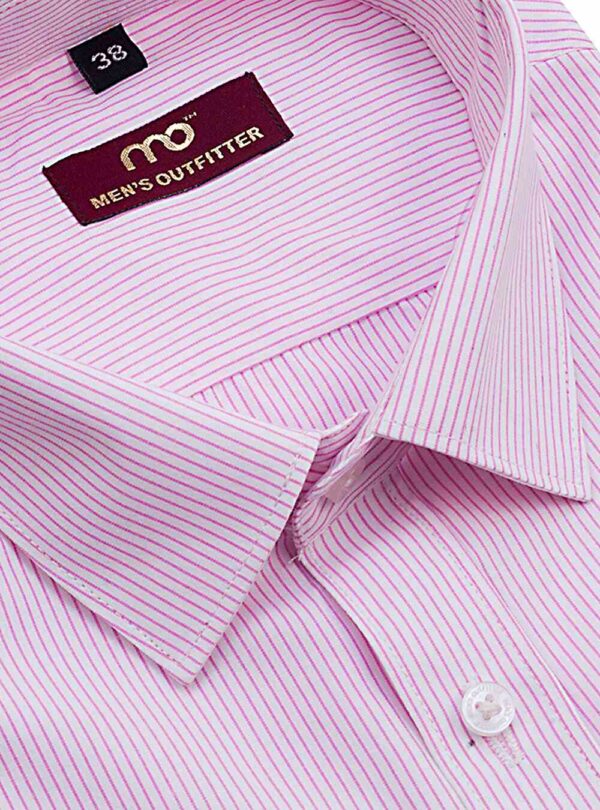 Arvind corporate white and pink stripe pure 100% cotton shirt - Image 3