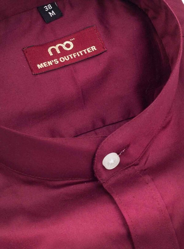 Arvind mills marble Maroon Mandarian coller 100% pure cotton shirt - Image 3