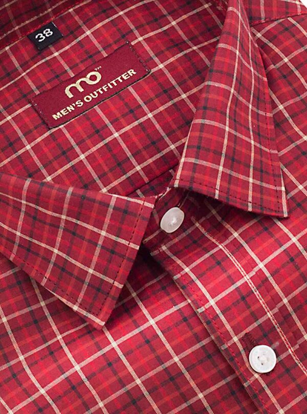 Arvind mills maroon sparita 100% pure cotton check shirt - Image 3